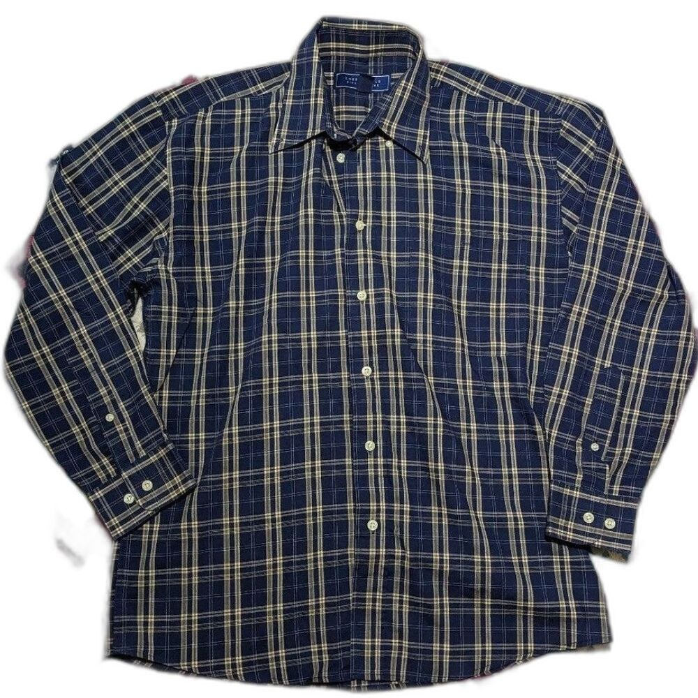 Chesterfield Plaid Button Down Shirt Vintage Preppy Grunge Casual Size Medium